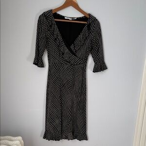 Diane Von Furstenberg Black and White Checkered Midi Dress
